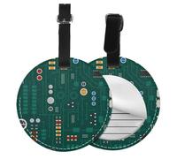 Electronic Circuit with Diodes,Luggage Tags Pu Leather Name Tag Travel Suitcase Identifier ID Tags Durable Baggage Label 2 pcs