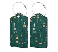 Electronic Circuit with Diodes,Luggage Tags Pu Leather Name Tag Travel Suitcase Identifier ID Tags Durable Luggage Label 2 pcs