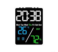 Electronic clock featuring multifunctional display including temperature, humidity, day, date and daylight saving time for home or office (/ Tricolor+Black)