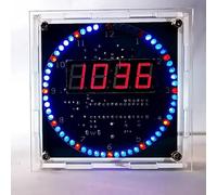 Electronic Clock Soldering Practice Kit for DIY Beginners - Digital Timer Kit with Transparent Case, 5V USB-Powered, 90x90x23mm, Red/Blue/Green(Green)