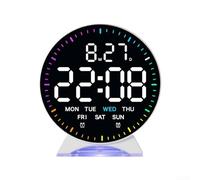 Electronic Clock with Date, Day & Jumping Second Hand, 3-Level Brightness & Auto Light Sensor, Dual Alarm, Sleep Mode - LED Bedside Clock for Home &(A)