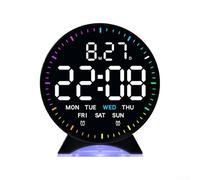 Electronic clock with multifunction display including time, date, day, and second hand, dual alarms, adjustable brightness, and a sleep mode for reduced disturbance at night (F)