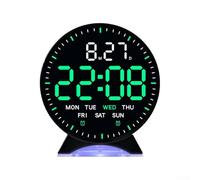 Electronic clock with multifunction display including time, date, day, and second hand, dual alarms, adjustable brightness, and a sleep mode for reduced disturbance at night (H)