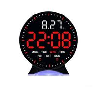 Electronic clock with multifunction display including time, date, day, and second hand, dual alarms, adjustable brightness, and a sleep mode for reduced disturbance at night (J)