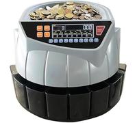 Electronic Coin Sorter, Commercial Coin Counter Machine with with LED Display, 8 Coin Bins, 216 Units/min and Supports Counting and Sorting, Add and Batch Mode, for Shop, Business.
