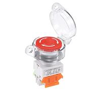 Electronic Components 22mm Mushroom Latching Emergency Stop Push Button Switch Red with Waterproof Cover 1NO 1NC (Color : Button Waterproof)