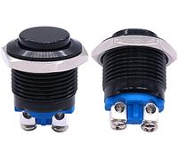 Electronic Components 2Pcs 16mm 5/8" Round Red Metal Momentary Push Button Switch 1NO SPST 3A/12-250V for Industrial Car Switch (Color : Preto)