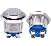 Electronic Components 2Pcs 19mm 3/4" Round Red Metal Momentary Push Button Switch 1NO SPST 3A/12-250V for Industrial Car Switch (Color : Silver)