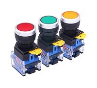 Electronic Components 3pcs 22mm 10A 440V 1NO 1NC DPST Red Yellow Green Momentary Push Button Switch Pushbutton Switches