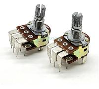 Electronic Components Power Switch Button 2pcs 148 16 Type Dual Volume Potentiometer Switch B50K B10K Plum Axis 15MM D1010 (Color : B50k)