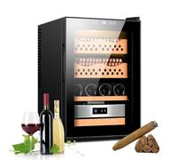 Electronic Cooler Humidor Cabinet with Temperature & Humidity Control, Cedar Shelves, and Digital Hygrometer for Cigar Storage in Home, Office, or Bar