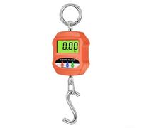 Electronic Crane Scale 300kg Capacity with Stainless Steel Hook and Large Screen Display for Accurate Weight Measurement with KG, Lb, and N Units (Orange)
