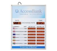 Electronic Currency Rate Display Board, 6 Rows Wall-mounted Digital Exchange Rate Board with Remote Control, Power-Off Memory, Automatic Time Update for Banks and Offices