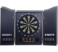 Electronic Dart Board Cabinet Set, Double Wood Door Panel Electric Darts Machine, Wall-Mounted Electronic Dart Machine with Digital Scoreboard and LCD Display, Suitable for Parties and Game Nights.