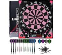 Electronic Dart Board with Bright Score Display, Multiple Games, and Durable Design-Perfect for Family Fun and Competitions-Includes Soft Tip with 12 Darts (Pink-Grey)