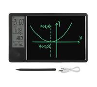 Electronic Desktop Calendar, 9.5inch Rechargeable Writing Notepad with Digital Clock Date Time Week Indoor Temperature Display, Desktop Calendar Drawing Pad for Office Home (Black)