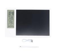 Electronic Desktop Calendar Rechargeable Writing Notepad with Digital Clock Date Time Display Drawing Pad Board Multi Functional Lightweight for Office Home Business (White)