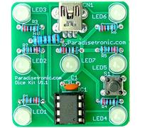 Electronic Dice Soldering Kit with White Diffuse LEDs Atmel AVR Microcontroller
