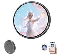 Electronic Digital Badge Pin, 1.8 Inch HD Touchscreen for Photo Video GIF Display, Rechargeable Anime with Bluetooth, Personalized Digital Photo Badge for Backpacks, Conventions (Black)