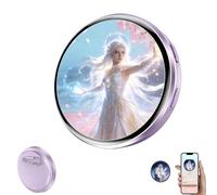 Electronic Digital Badge Pin, 1.8 Inch HD Touchscreen for Photo Video GIF Display, Rechargeable Anime with Bluetooth, Personalized Digital Photo Badge for Backpacks, Conventions (Purple)