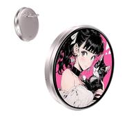 Electronic Digital Badge Pins, Electronic Anime Pin with HD Touchscreen, Videos/Photos Display via Bluetooth, Screen Badges Button, Cosplay Concert Gifts for Anime/Football Fan (Rose Gold)