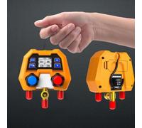 Electronic Digital Pressure Gauge for Air Conditioner Repair, Dual Valve Manifold with Temperature Display, Shock-Resistant Tool for HVAC, Orange