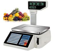 Electronic Digital Price Computing Cash Register Label Scale with Thermal Printer, Back Front Dual Display, 63 Shortcut Keys for Supermarket Retail
