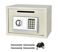 Electronic Digital Safe Box Large 16 Litre Volume for Home Hotel Security with 4 Locking Bolts and 2 Keys Wall or Floor Mounted 25x35x25CM, White