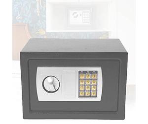 Electronic Digital Safe with 2 Keys for Home Office Hotel Money Cash Save, 2x Emergency Override Key, Solid Steel Construction, Wall or Floor Mounted, 20x31x20cm(Gray)