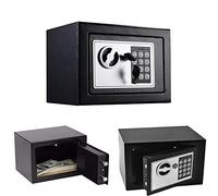 Electronic Digital Security Safe Box, 4.6L Cabinet Safe for Home Office Hotel, Steel Construction, Two Emergency Key, Protect Money, Jewelry, Passports, 20cm x 17cm x 17cm, Black