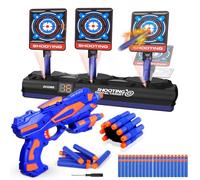 Electronic Digital Target Toys for Boy, Castle Nerf Target with 40 Foam Bullet, Indoor Outdoor Auto Reset Shooting Games with Sound Nerf Gun Wrist Band, Christmas Birthday Gift for Kids 6 7 8 910 Year