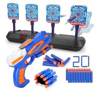 Electronic Digital Target with Gun Toy for Nerf, Pistol Toy with Foam Bullets for Kids Age 3+, Boy Girl Children Shooting Game Xmas Birthday Gift Present Stocking Filler Cool Stuff