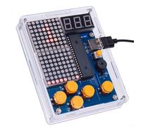 Electronic DIY 51 Chip Game Console Kit with Classic Pixel Graphics, Multiple Games, and Expansion Options Including Protective Shell (B)