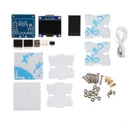 Electronic diy kit clock with wifi connection and HD display screen transparent acrylic casing powered by 5V usb cable for esp8266 welding project