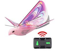 Electronic Drone Flying Birds Remote Control Electronic Bird Lightweight Durable Simulation Luminous Bird Toy for Kids Outdoor Indoor Play ABS Material 22x27cm (Pink)