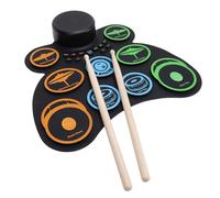 Electronic Drum, 9 Pads Drum Practice Pad with Headphone Jack Roll Up Drum Pad Built in 2pcs Speaker Drum Pedals and Drumsticks for Kids