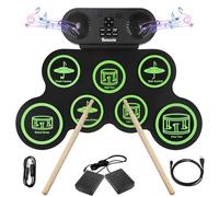 Electronic Drum E-Drum Kit, Bonvvie Roll Up Digital Drums with 7 Pads, MIDI, DTC, Built-in Dual Speakers, Rechargeable 1200mAh Li-ion Battery, Ideal for Beginners, Students & Music Enthusiasts
