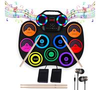 Electronic Drum Kit 9 Pads, Roll-up Practice Drum Set With Headphone and 2 Pairs Drumsticks, 8H Playing With Built-in Dual Speaker, USB MIDI Jack for Teens, and Adults Beginner, Hoilday Birthday Gift
