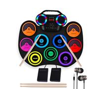 Electronic Drum Kit 9 Pads, Roll-up Practice Drum Set With Headphone and 2 Pairs Drumsticks, 8H Playing With Built-in Dual Speaker, USB MIDI Jack for Teens, and Adults Beginner, Hoilday Birthday Gift