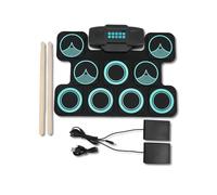Electronic Drum Kit - Electric Drum Set, Mesh Kit, Drum Pedal, Realistic Sound, Speaker Sharing, Portable for Home, Travel & Kids, Volume Speed Reverb Control
