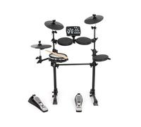 Electronic drum kit with mesh snare head and responsive tom pads, cymbals and hi-hat