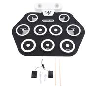 Electronic Drum Pad Portable Hand Rolled Drum Pad Double Speakers Bluetooth Rechargeable Silicone Roll Up Drum Pad Dual Pedal for Outdoor Travel