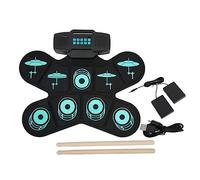 Electronic Drum Pad - Roll Up Silicone Electronic Drum Set, Dual Speakers with Bass, Rechargeable 2000mAh Battery, Portable Handle, &, Indoor & Outdoor Practice