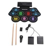 Electronic Drum Pad Set 9 Pads 2 Pedals BT MIDI Roll Up Portable Electronic Drum Pad for Beginners Children Drumsticks Birthday Surprise for Kids and Adults