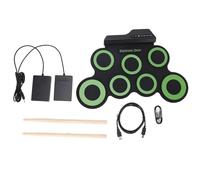 Electronic Drum Pad with 7 Practice Pads Headphone Jack Foldable Silicone Roll Up Drum with Pedal