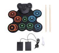 Electronic Drum Practice Pad with Dual Speakers, 91 Silicone Drum Pads, 7 Tones 10 Rhythms, MIDI Function, Foldable and Portable for mini Music Learning and Entertainment