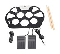 Electronic Drum Set, 9 Drums Foldable Electric Roll Up Drum Pad, Built in Speakers Portable 2 Food Pedal Drums Practice Pad, Music Recording Percussion Instrument Gift for Kids