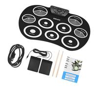 Electronic Drum Set 9 Pad Rolls Up Electric with Headphone Socket Built in Speakers Stick Foot Pedal Rolls Up Drum