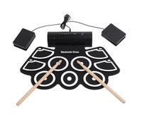 Electronic Drum Set, 9 Pads Roll Up Electric Drum Pad Machine Support MIDI, 2 Drumsticks 2 Pedals, Built in Speaker and Headphone Jack, for Self Taught, Beginner, Gift
