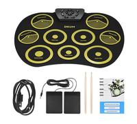 Electronic Drum Set 9 Roll Up Drum Pads Electric Drum Set with Headphone Jack and Drum Stick Foot Pedal Built in Speaker